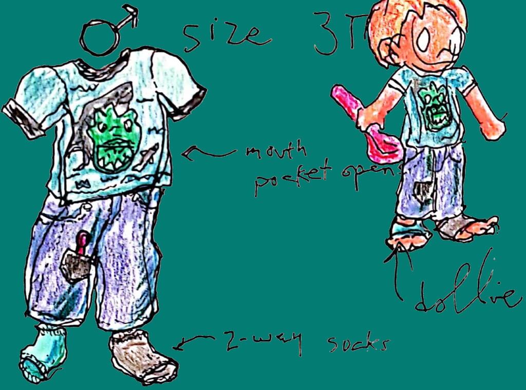 drawing of toddler boy clothing design